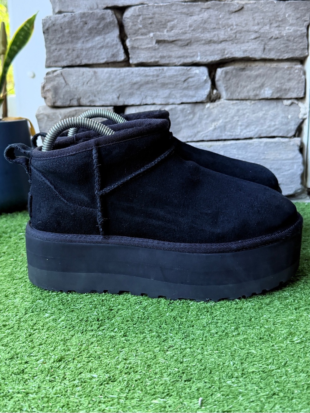 UGG Classic Ultra Mini Platform Black Suede Women’s Boots - Picture 2 of 11